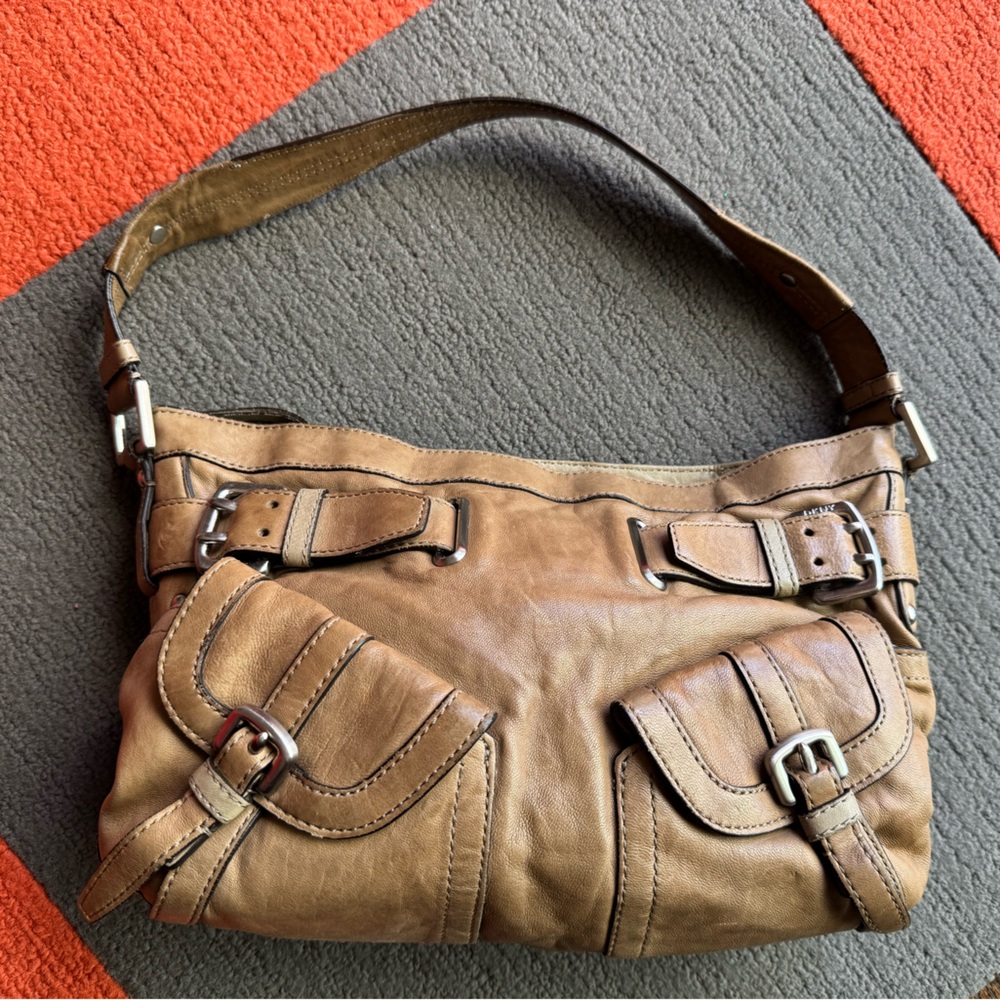 DKNY Tan Leather Shoulder Bag